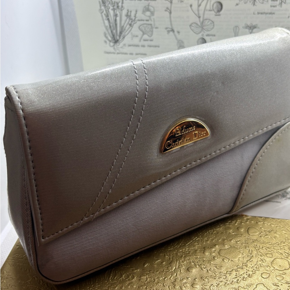 Dior Metallic Silver Mini Clutch Cosmetic Bag